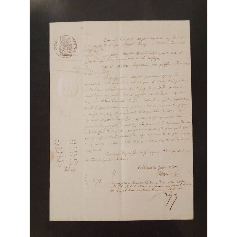 LETTRE JUGEMENT 1866