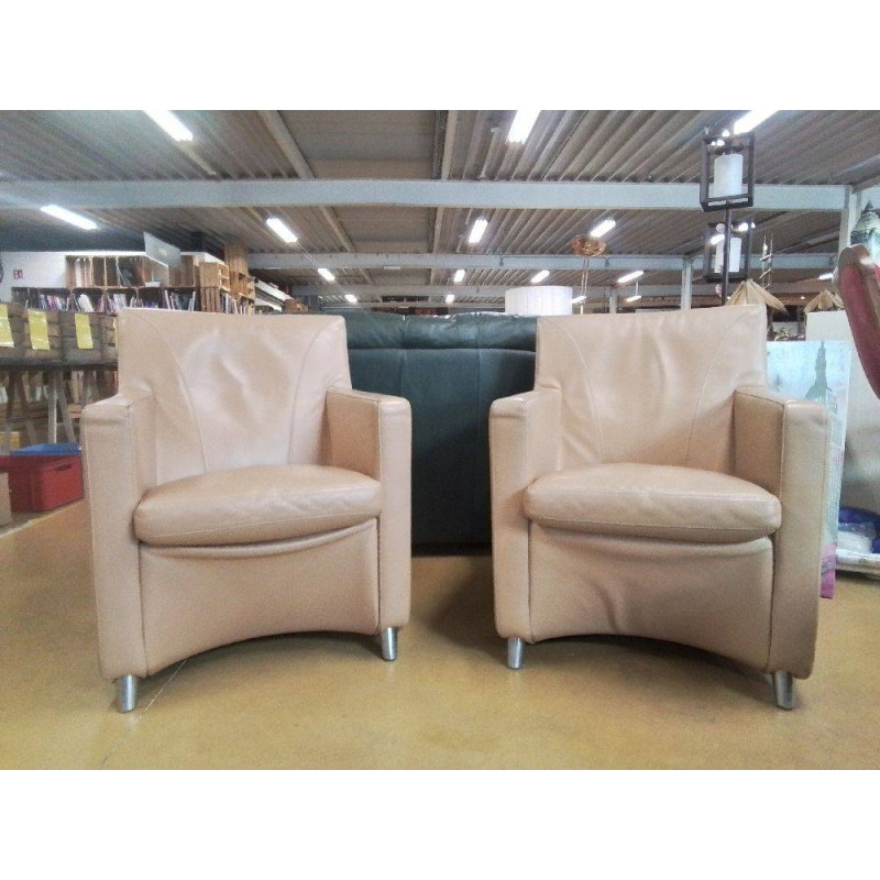 FAUTEUILS CUIR LA PAIRE ’’LEOLUX’’
