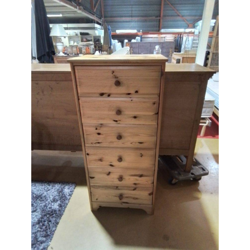 COMMODE 6 TIROIRS EN PIN 
