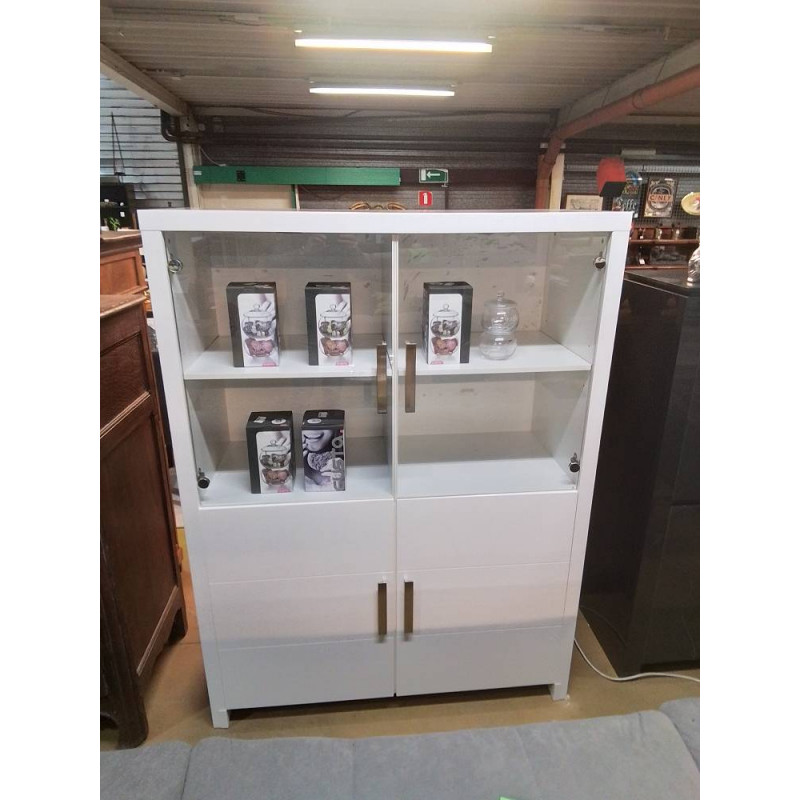 MEUBLE 2 PORTES VITRE ET 2 PLAINES MODERNE