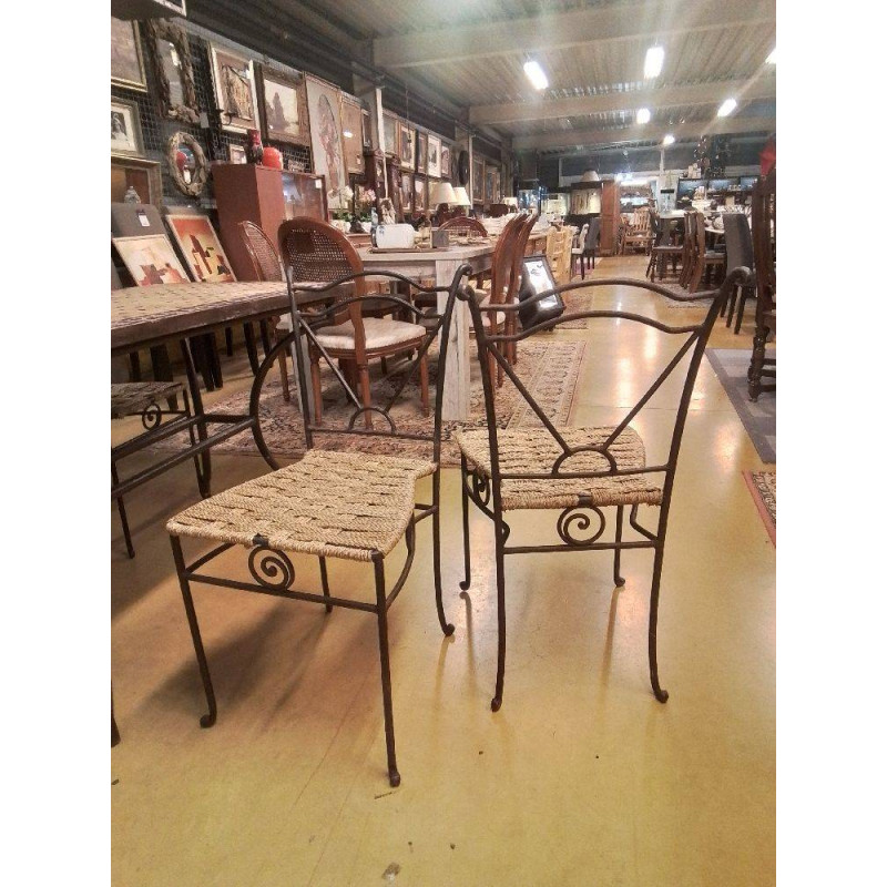 CHAISES LOT DE 4 FER FORGÉ 