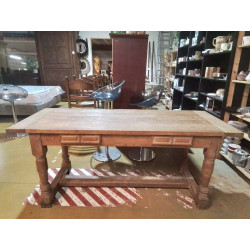 TABLE DE FERME CHENE 2 TIROIRS