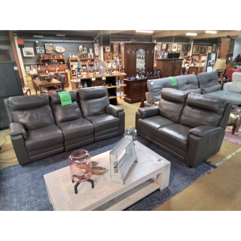 SALON CUIR 3/2 RELAX ELECTRIQUES 