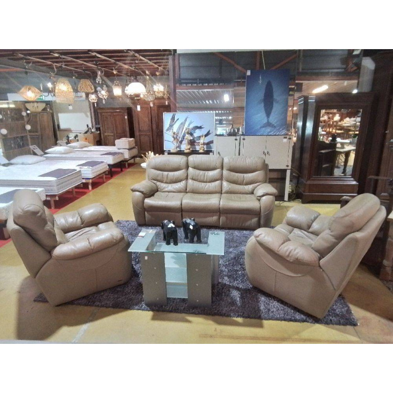 SALON 3/1/1 CUIR AVEC 2 RELAX ELECTRIQUES 
