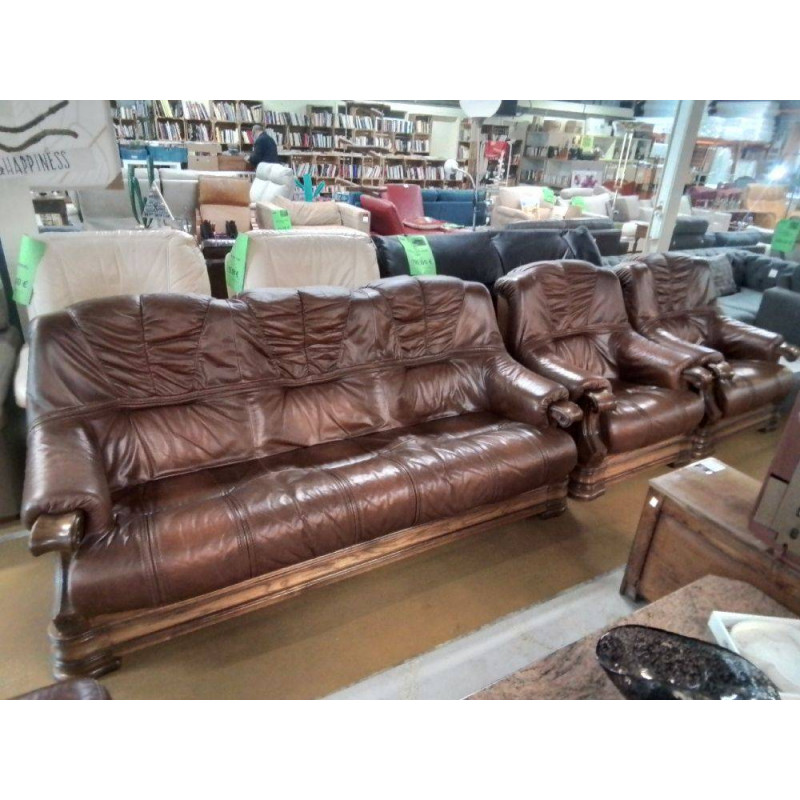 SALON 3/1/1 BOISERIE CHENE +CUIR 