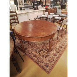 TABLE ROND SUR ROULETTES CHENE 