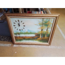 PEINTURE AVEC HORLOGE 70X47