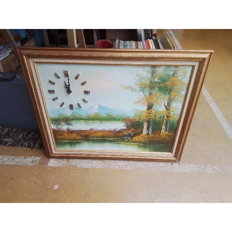 PEINTURE AVEC HORLOGE 70X47