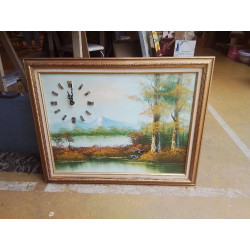 PEINTURE AVEC HORLOGE 70X47