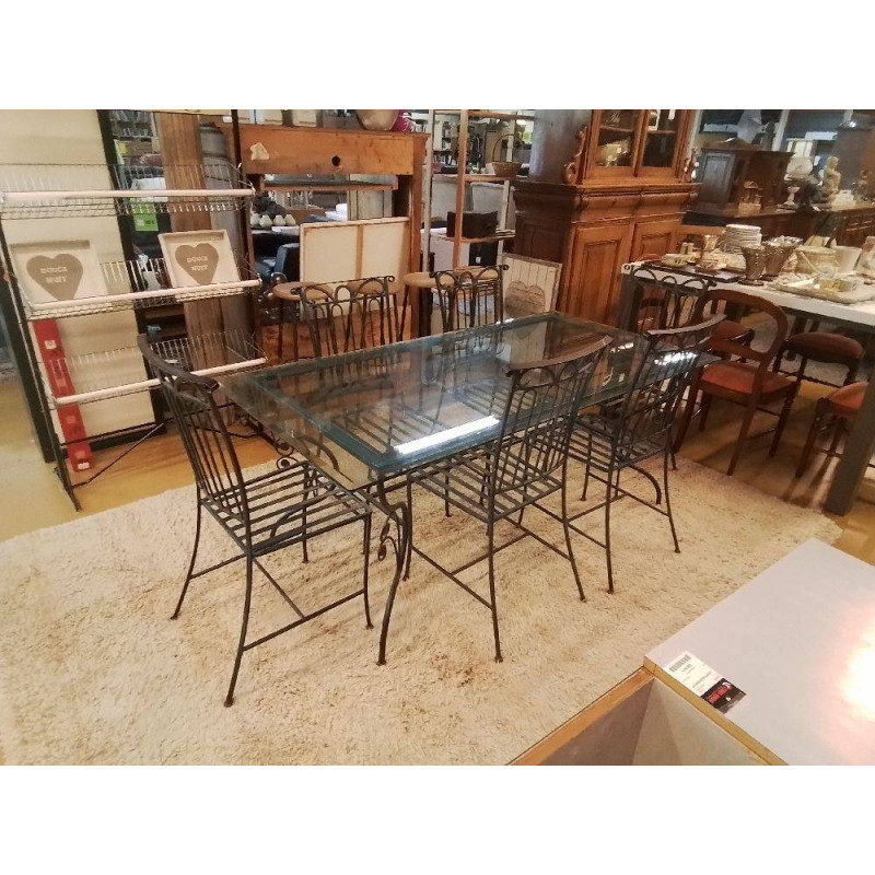 TABLE + 6 CHAISES EN FONTE 