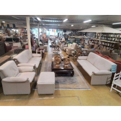 SALON 3/2/1+POUF CUIR 