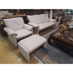 SALON 3/2/1+POUF CUIR 