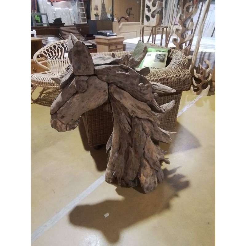 BUSTE CHEVAL H 1M EN BOIS EXOTIQUE 