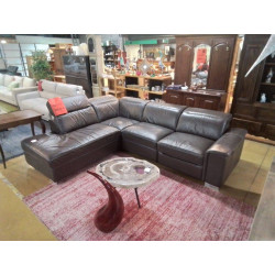 SALON D\'ANGLE CUIR EN L\'ETAT